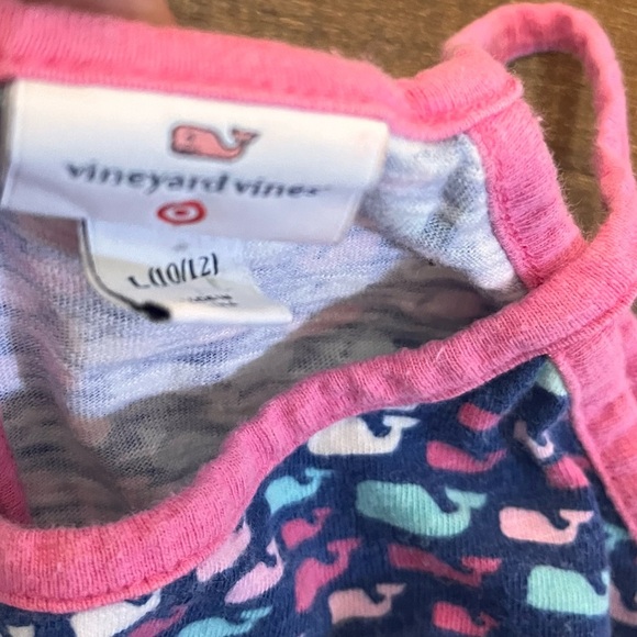 Vineyard vines girls one 1 piece romper Sz large 10/12 pockets pink blue - Picture 4 of 6
